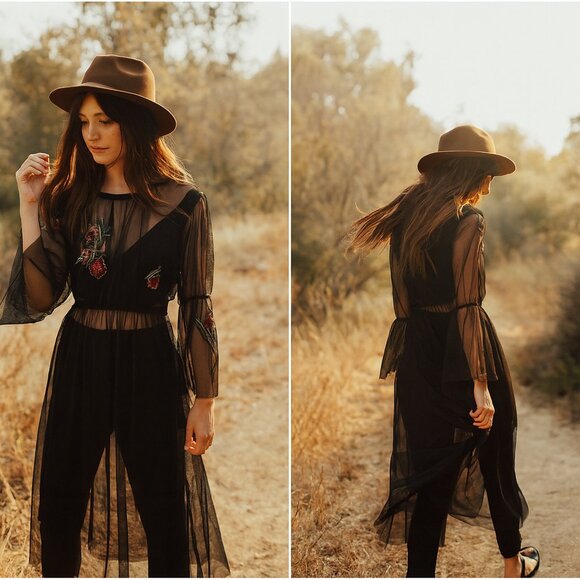 ZARA Sequin Black Tulle Overlay Dress Party Club Festival Rave Boho WhimsyGoth - Picture 2 of 12